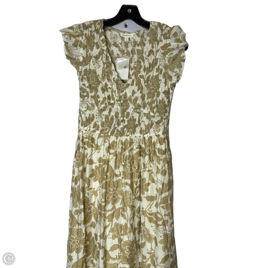 Dress Casual Midi By Clothes Mentor In Tan & White, Size: M