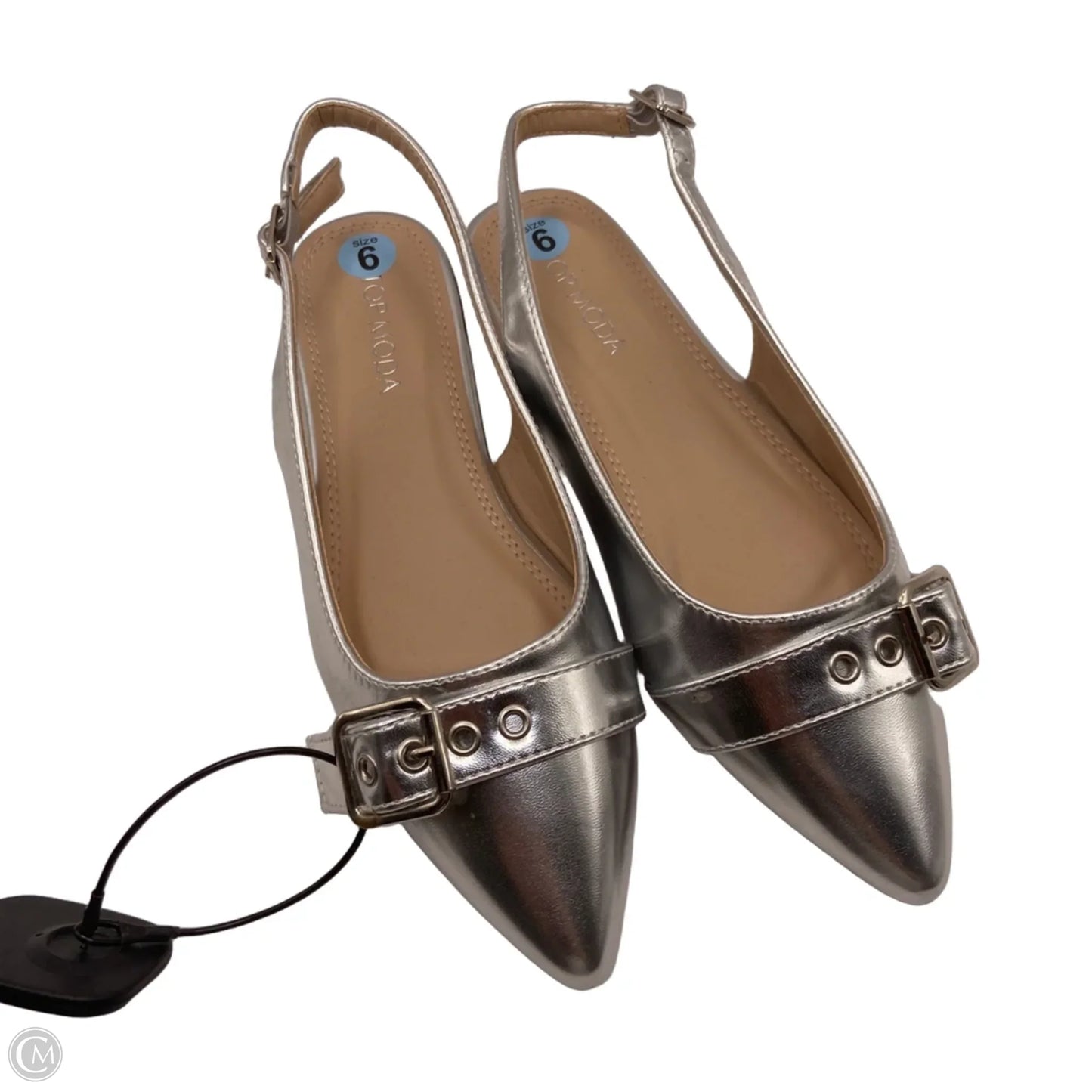 Shoes Flats By Top Moda In Silver, Size: 6