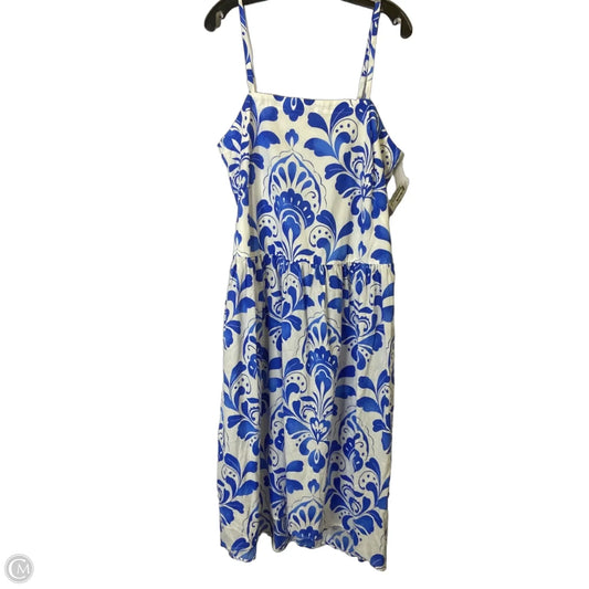 Dress Casual Midi By Ann Taylor In Blue & White, Size: 14