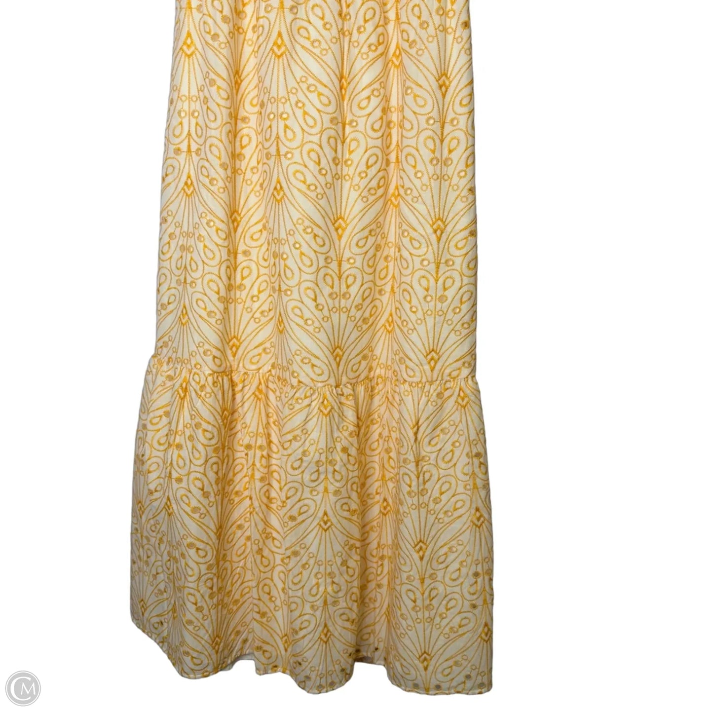 Dress Casual Maxi By Loft In White & Yellow, Size: 12p