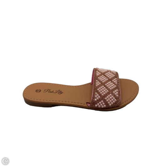 Sandals Flats By Pink Lily In Pink, Size: 6