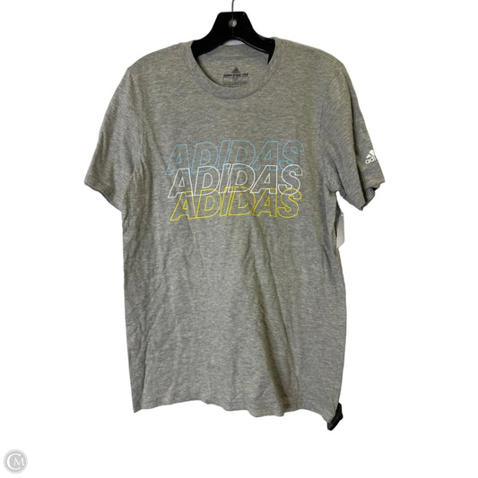 Athletic Top Short Sleeve By Adidas In Grey, Size: S