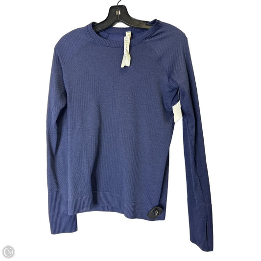 Athletic Top Long Sleeve Collar By Lululemon In Blue, Size: 8