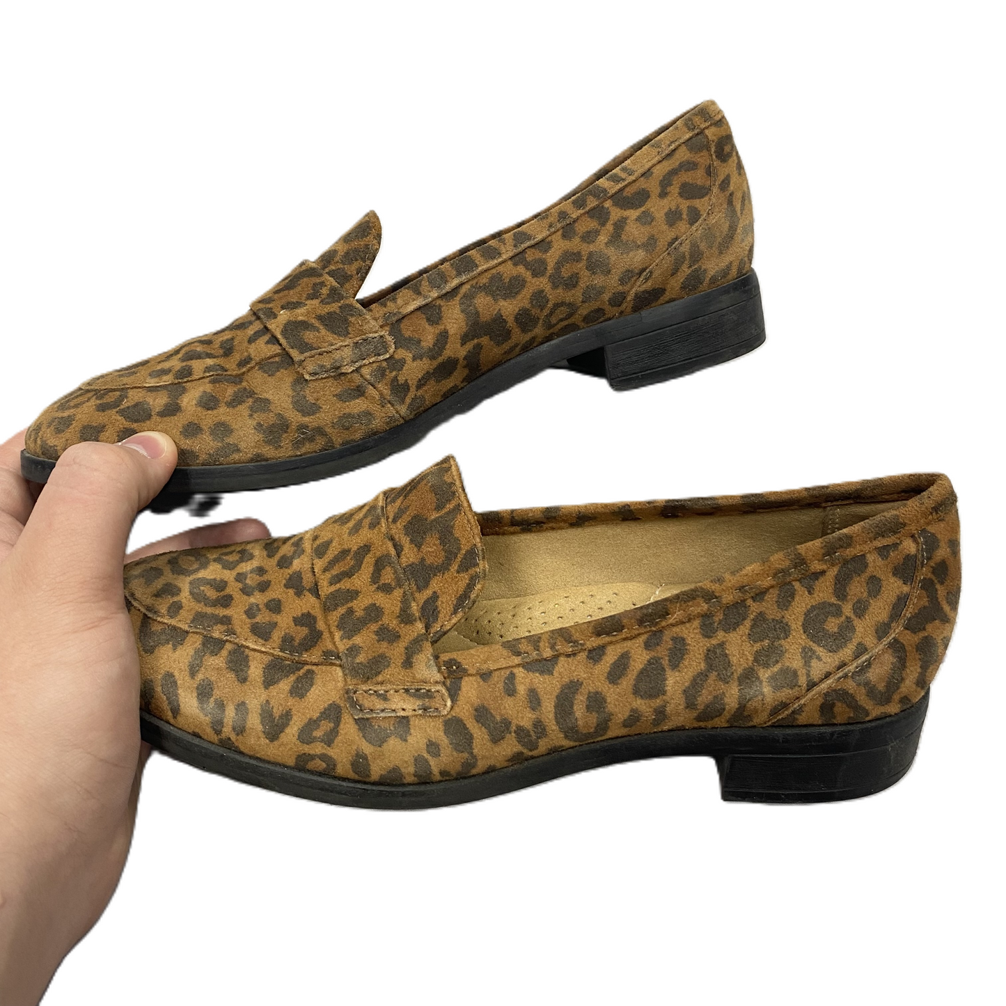 Animal Print Shoes Heels Block By Clarks, Size: 7.5