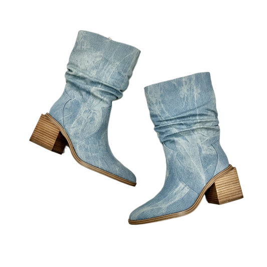 Boots Mid-calf Heels By Vince Camuto In Blue Denim, Size: 6.5