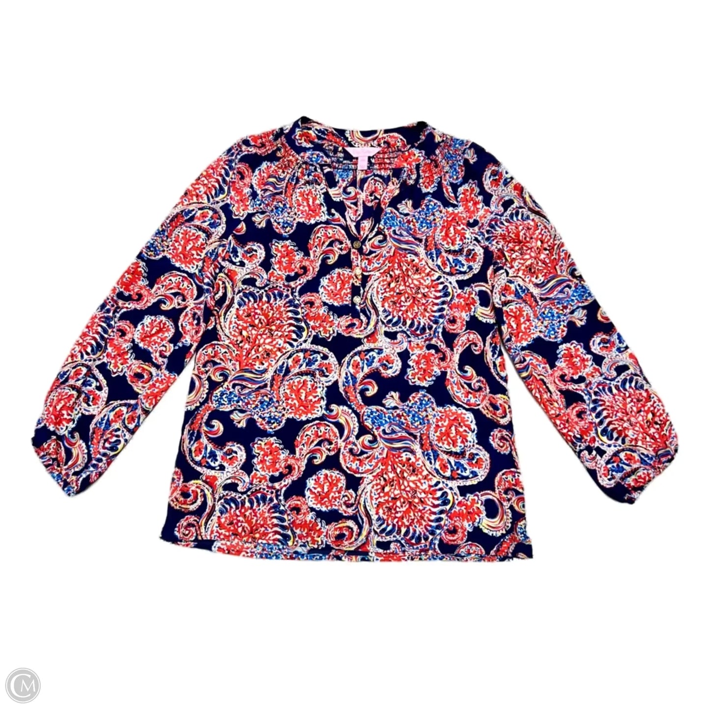 Top Long Sleeve Designer By Lilly Pulitzer In Blue & Red, Size: Xxs