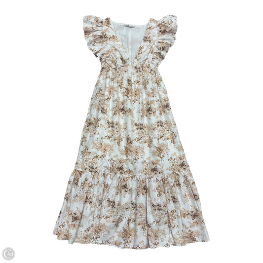 Dress Casual Maxi By Abercrombie And Fitch In Tan & White, Size: Xs