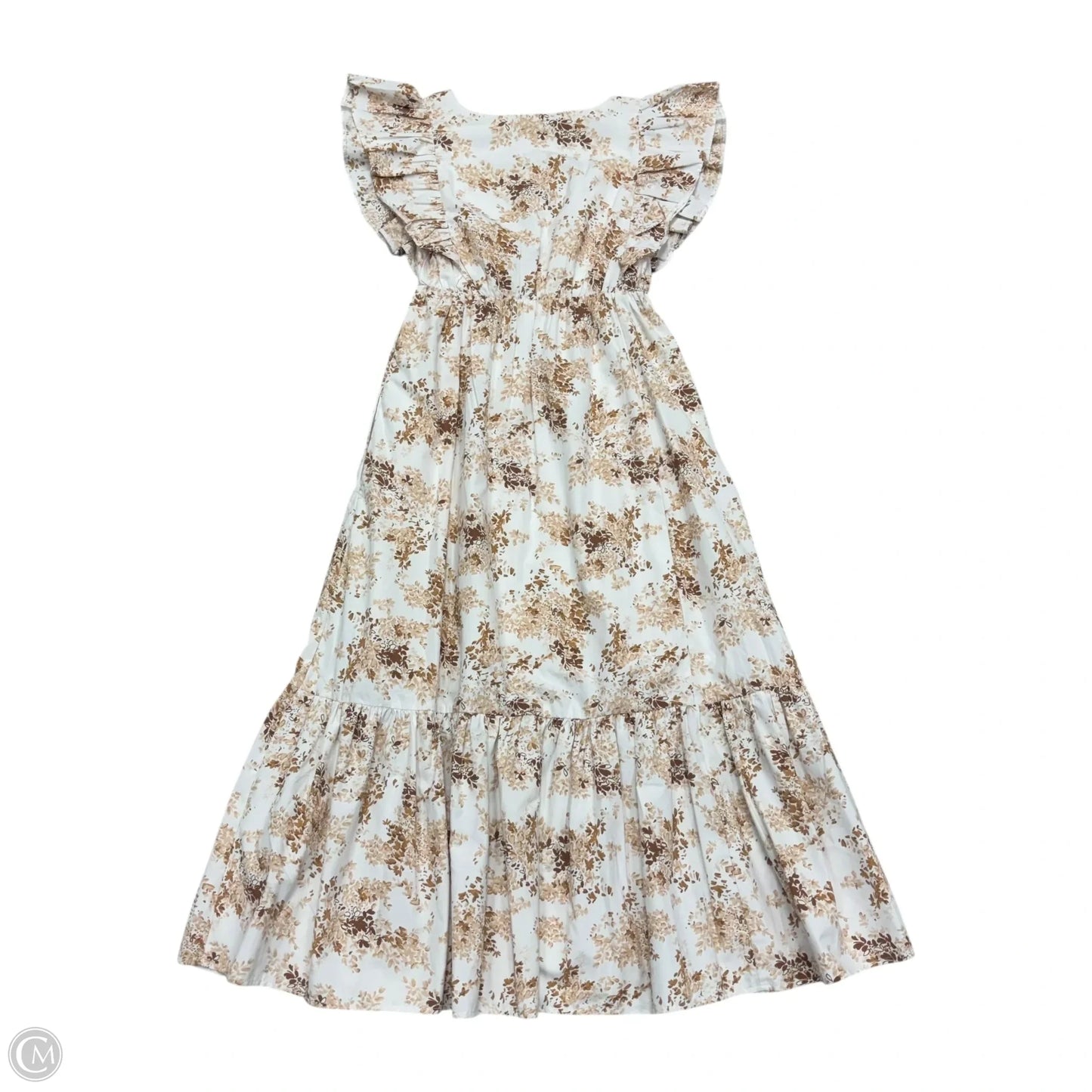 Dress Casual Maxi By Abercrombie And Fitch In Tan & White, Size: Xs