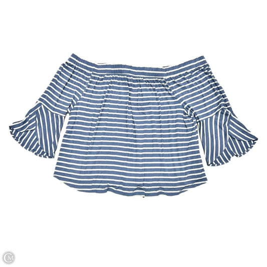 Top Short Sleeve By Lane Bryant In Blue & White, Size: 4x