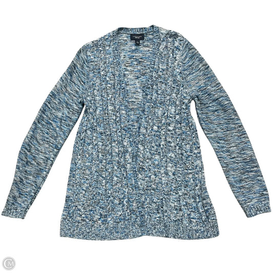 Sweater Cardigan By Lands End In Blue & White, Size: L