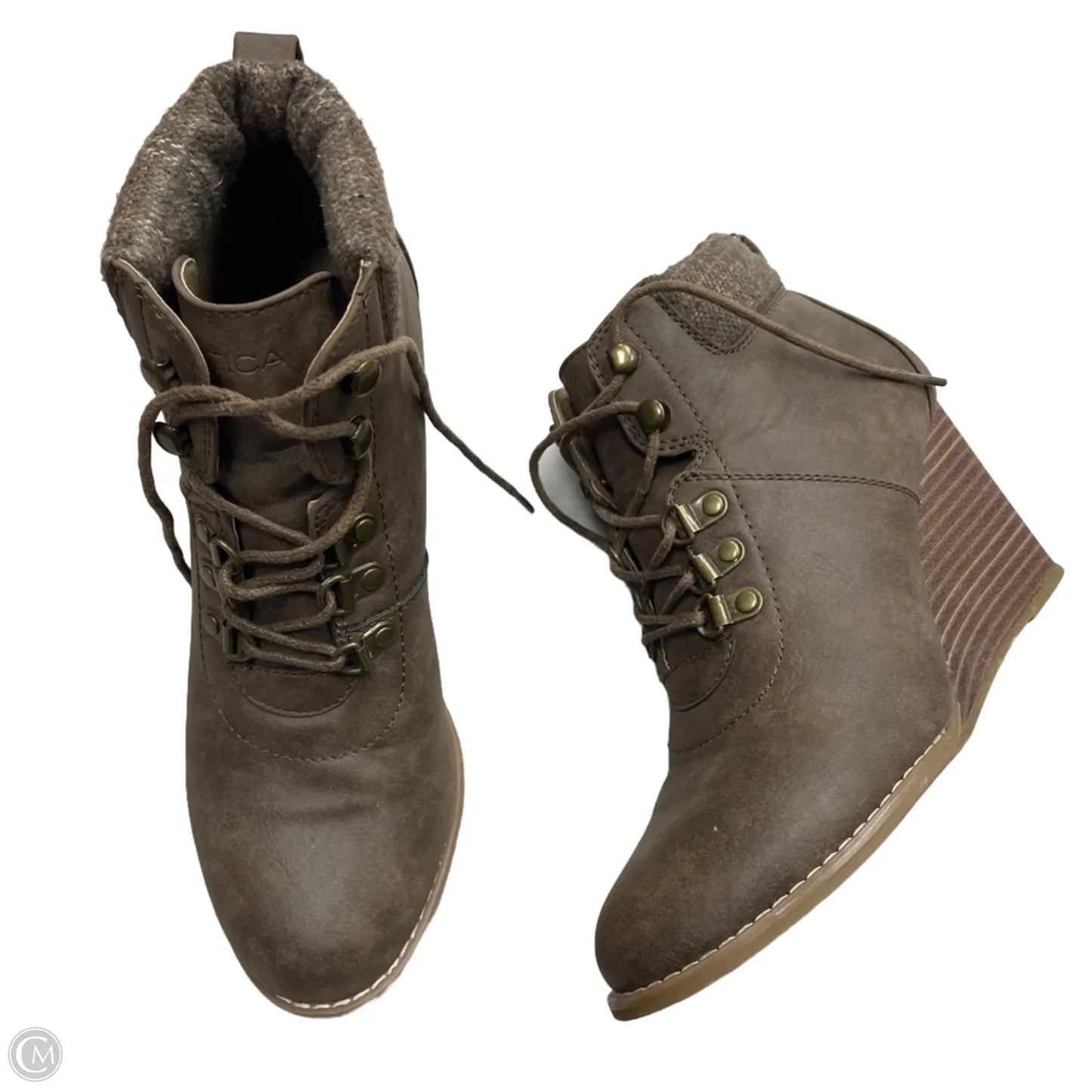 Boots Ankle Heels By Nautica In Brown, Size: 8.5