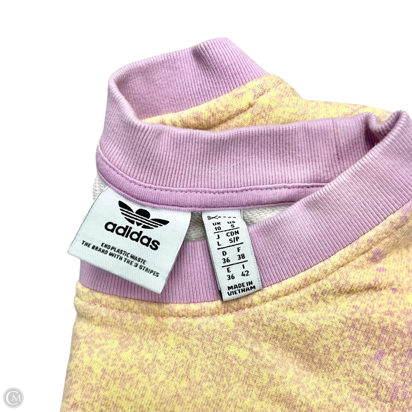 Athletic Sweatshirt Crewneck By Adidas In Purple & Yellow, Size: S