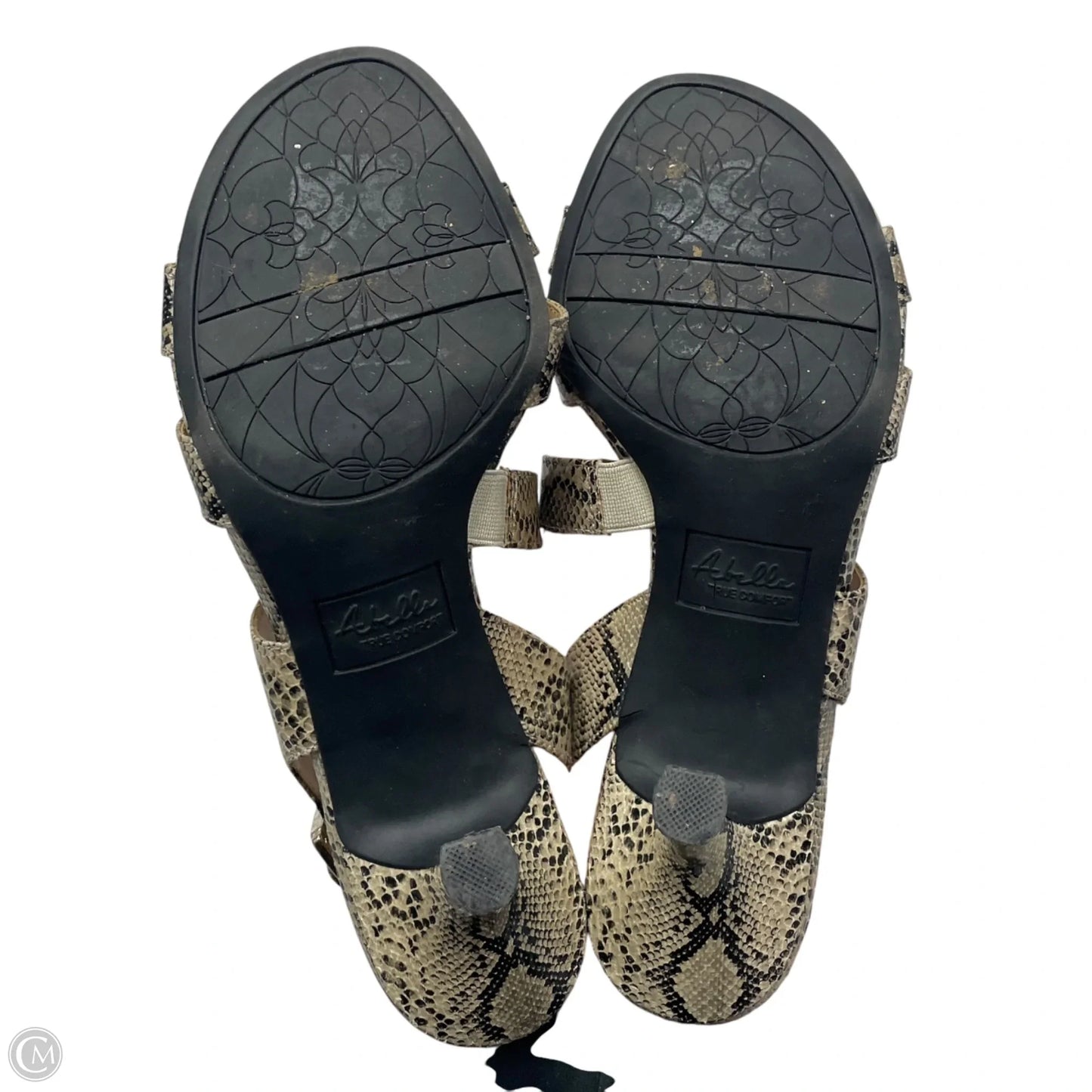 Sandals Heels Kitten By Abella In Snakeskin Print, Size: 7.5