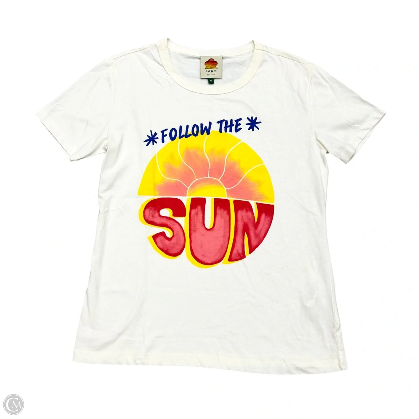 Top Short Sleeve By Farm Rio In White & Yellow, Size: Xs