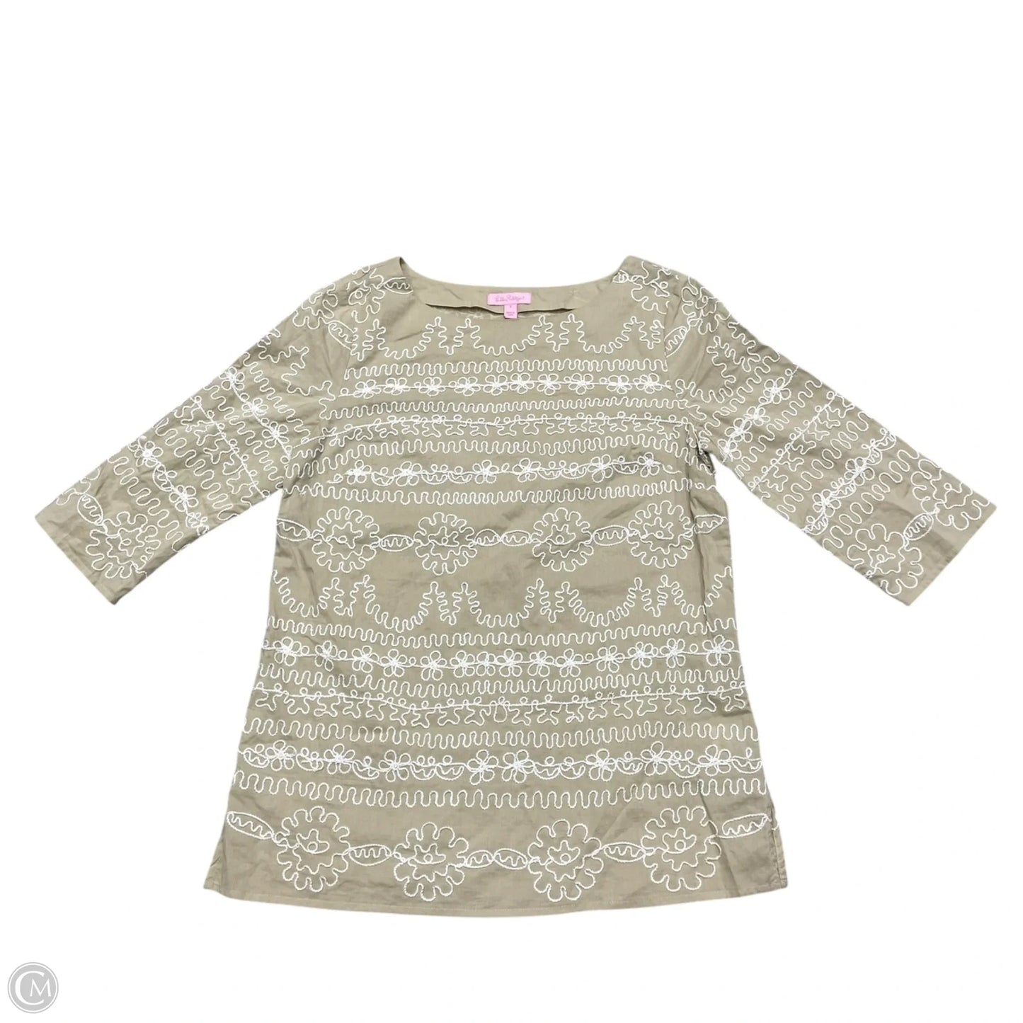Top Long Sleeve Designer By Lilly Pulitzer In Cream & White, Size: S