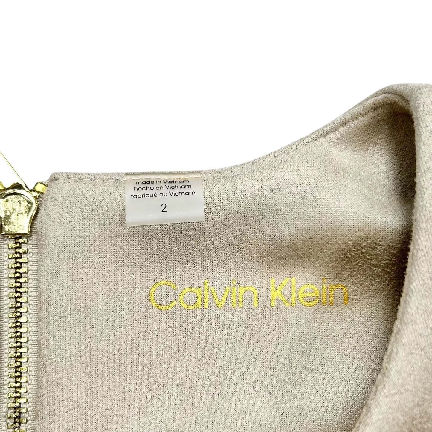 Dress Work By Calvin Klein In Beige, Size: Xs