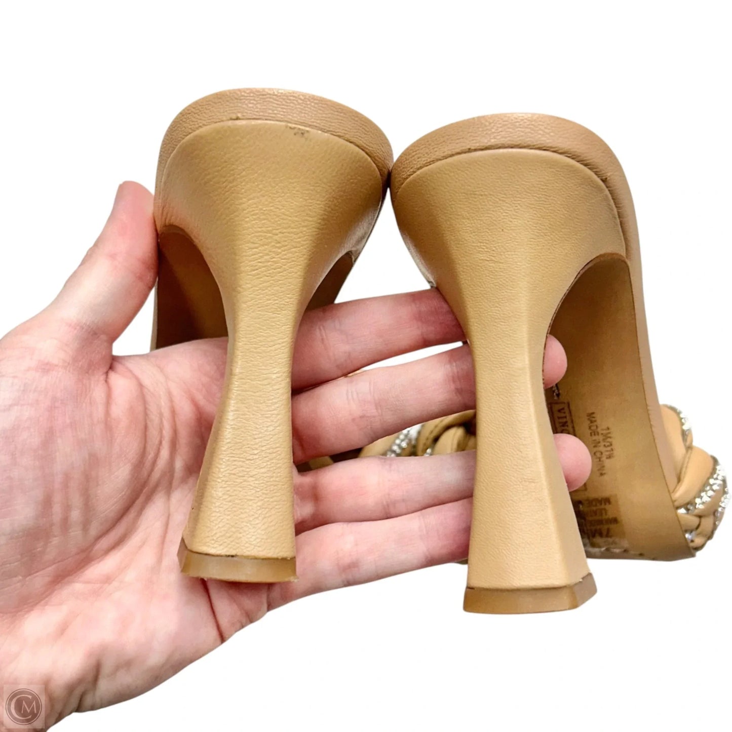 Sandals Heels Block By Vince Camuto In Tan, Size: 7