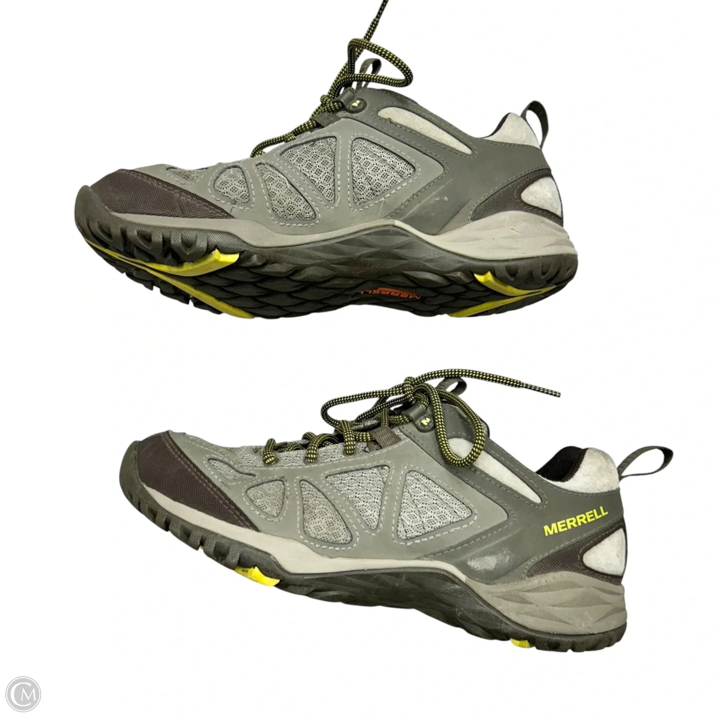 Shoes Hiking By Merrell In Green & Grey, Size: 8