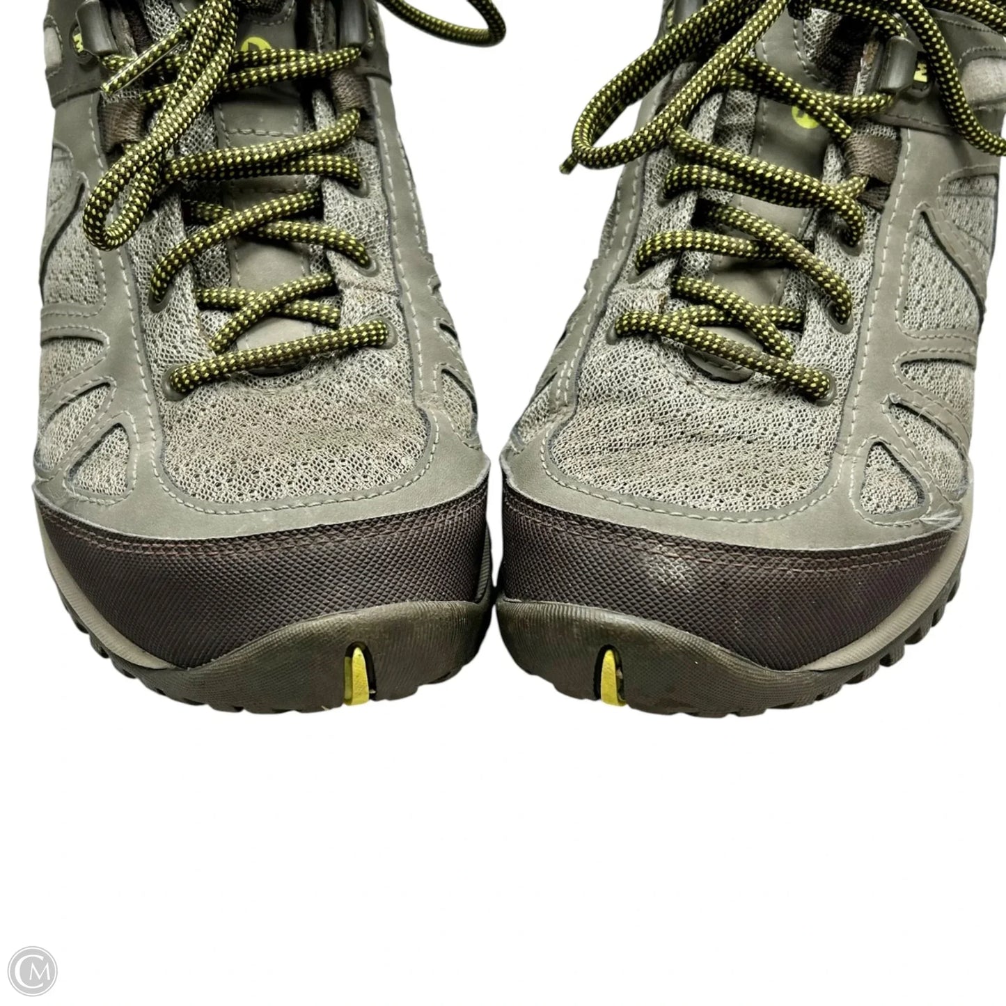 Shoes Hiking By Merrell In Green & Grey, Size: 8