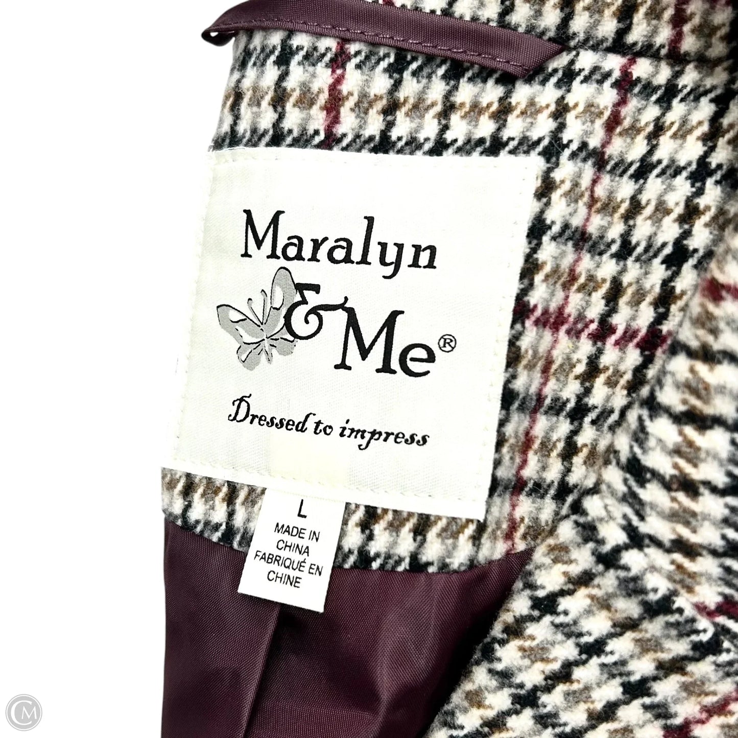 Coat Wool By Maralyn + Me In Plaid Pattern, Size: L