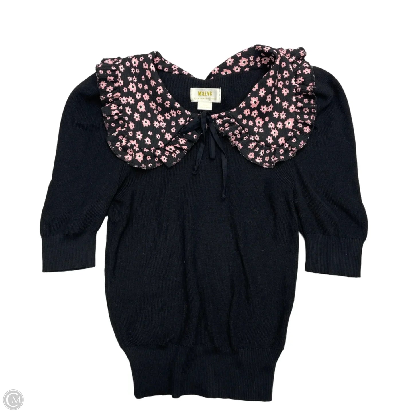 Top Long Sleeve By Maeve In Black & Pink, Size: Xs
