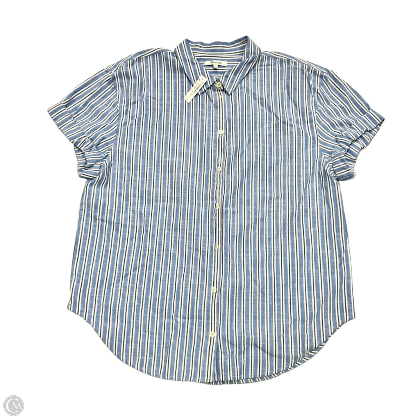 Blouse Short Sleeve By Madewell In Blue & White, Size: Xl