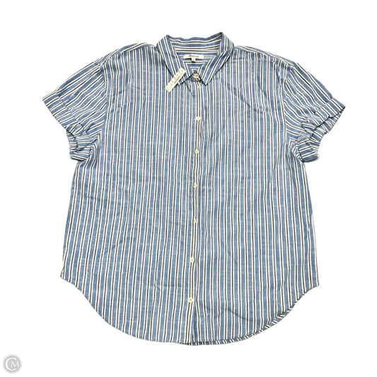Blouse Short Sleeve By Madewell In Blue & White, Size: Xl