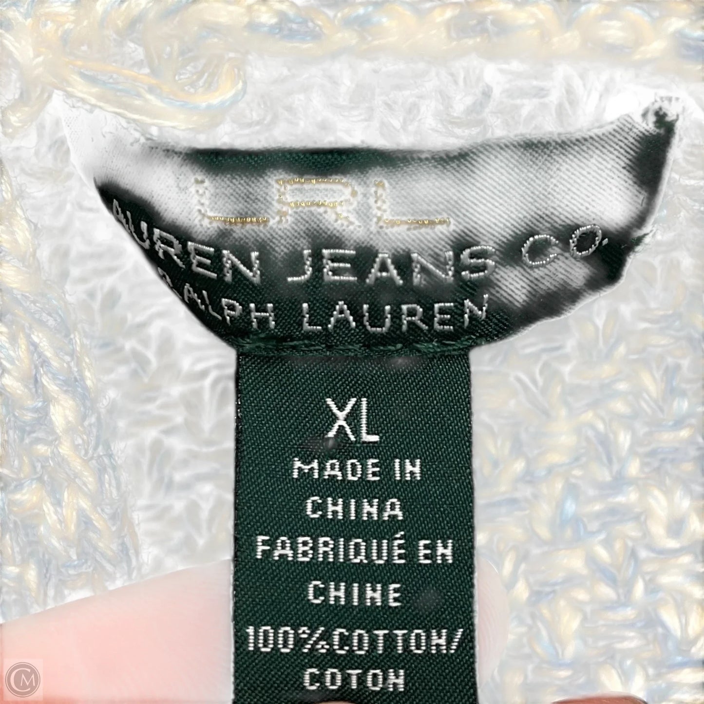 Sweatshirt Hoodie By Lauren By Ralph Lauren In Blue & White, Size: Xl