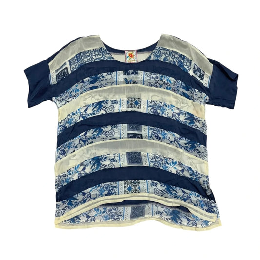 Top Short Sleeve By Johnny Was In Blue & White, Size: Xs