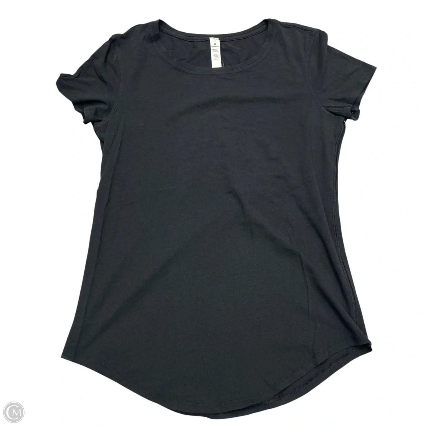Athletic Top Short Sleeve By Lululemon In Black, Size: Xs