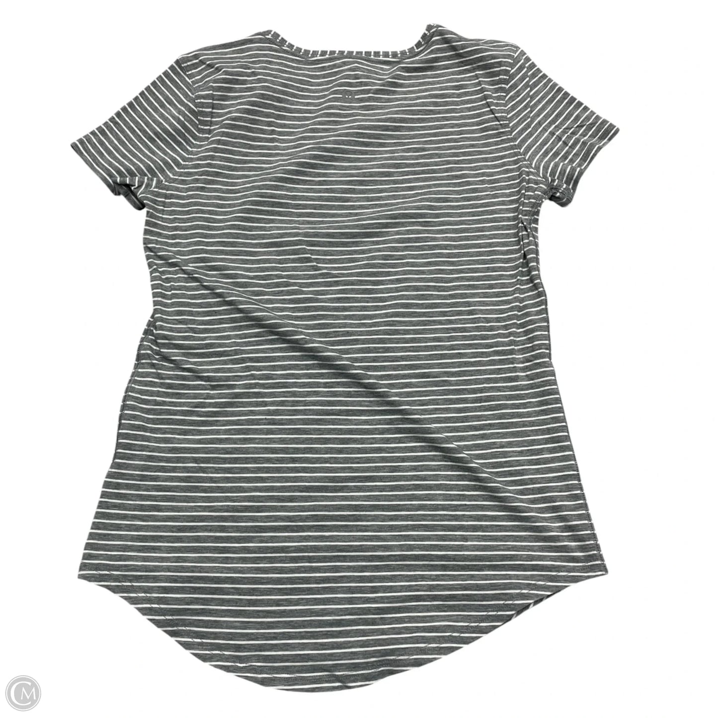 Athletic Top Short Sleeve By Lululemon In Grey & White, Size: Xs