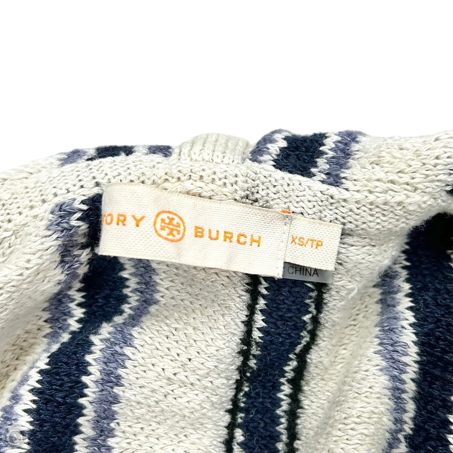 Sweatshirt Designer By Tory Burch In Blue & Cream, Size: Xs