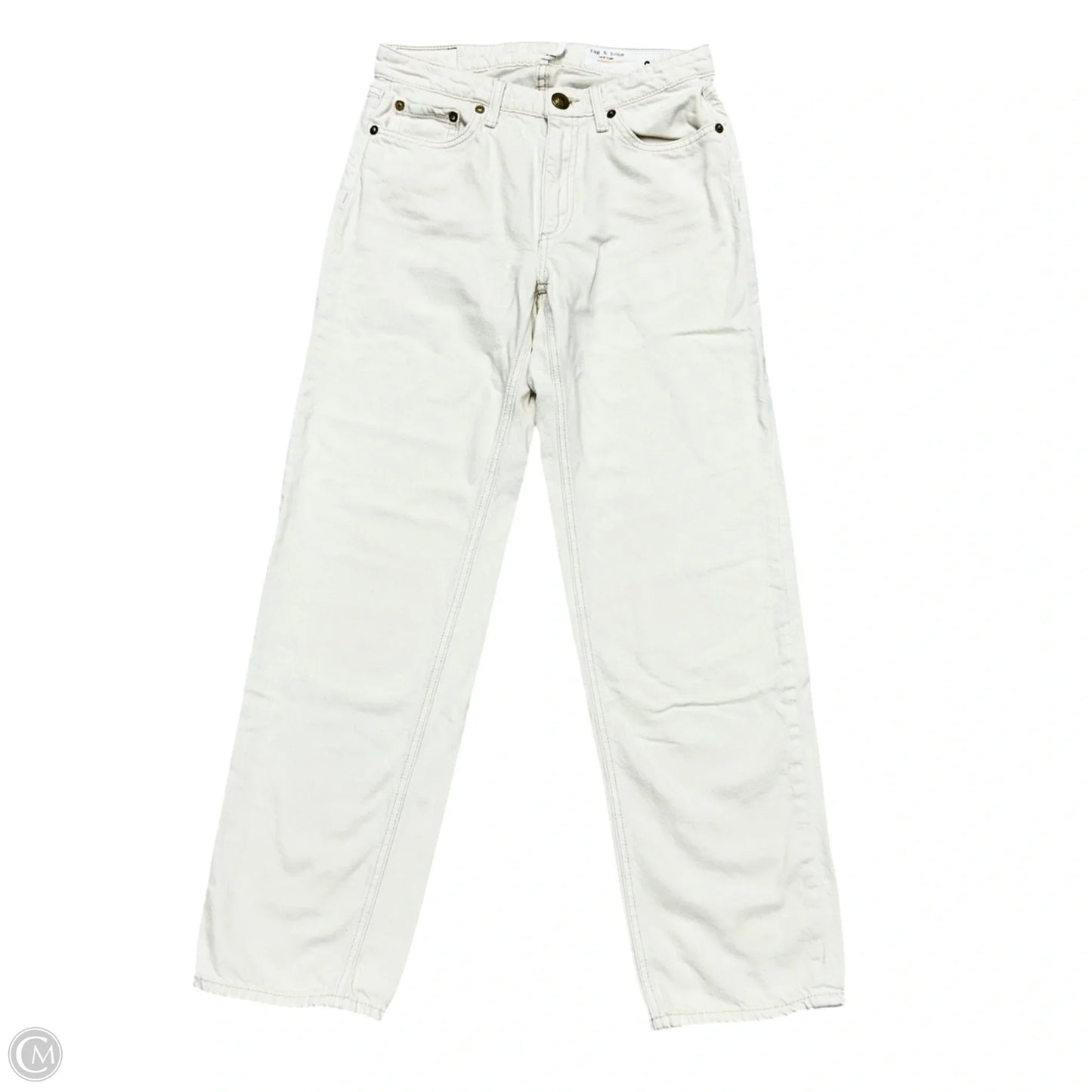 Jeans Wide Leg By Rag And Bone In Cream Denim, Size: 0