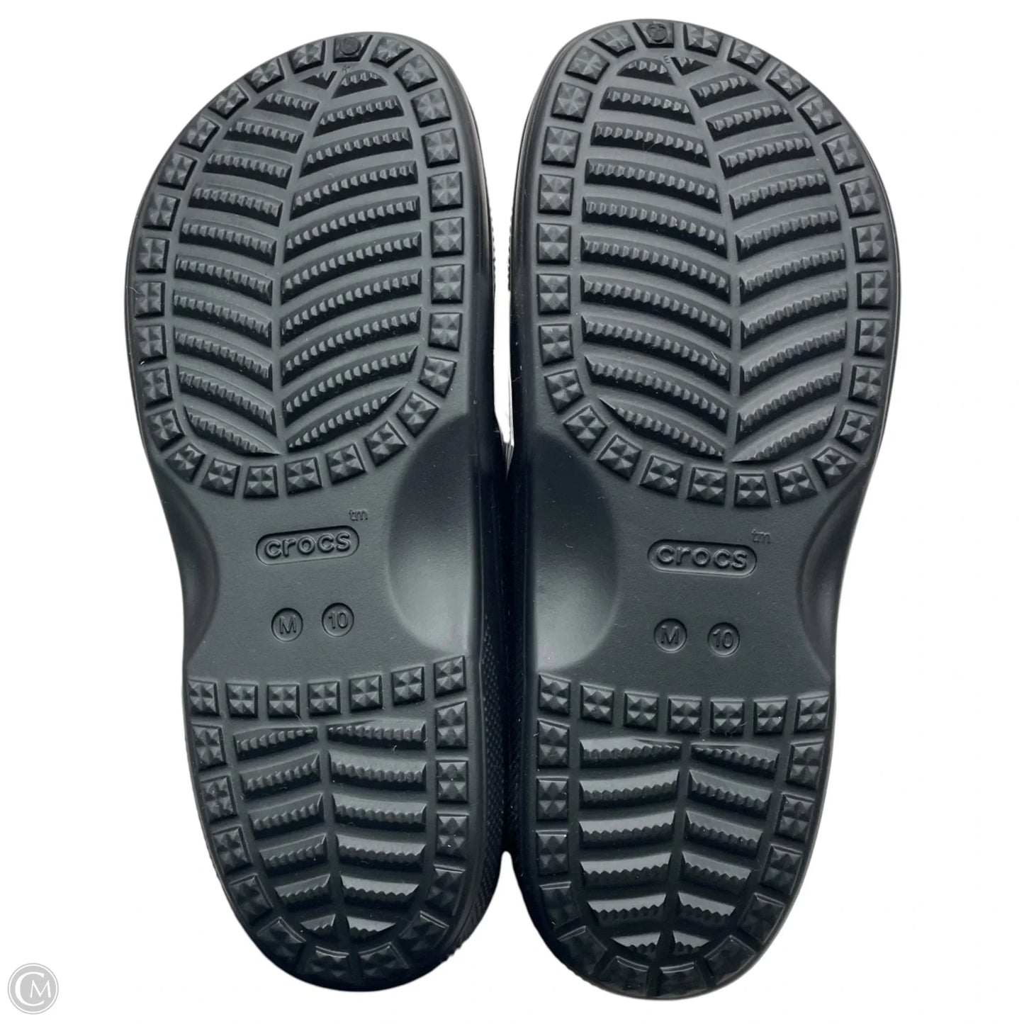 Sandals Flats By Crocs In Black, Size: 11.5