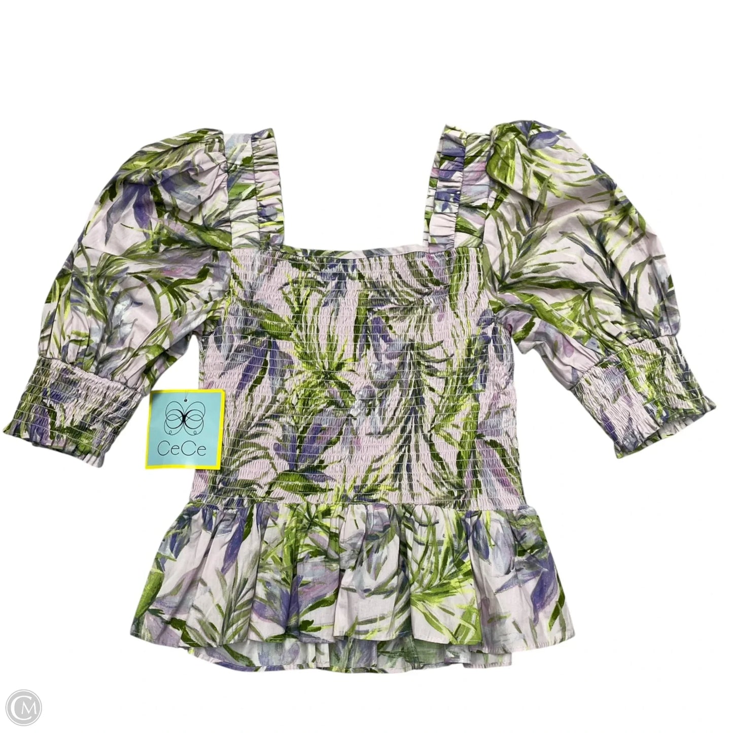 Top Short Sleeve By Cece In Green & Purple, Size: S
