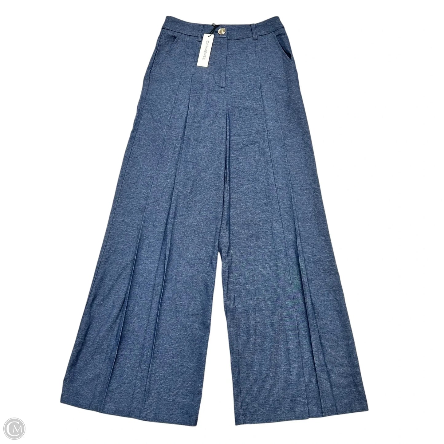 Pants Wide Leg By Commense In Blue Denim, Size: Xs