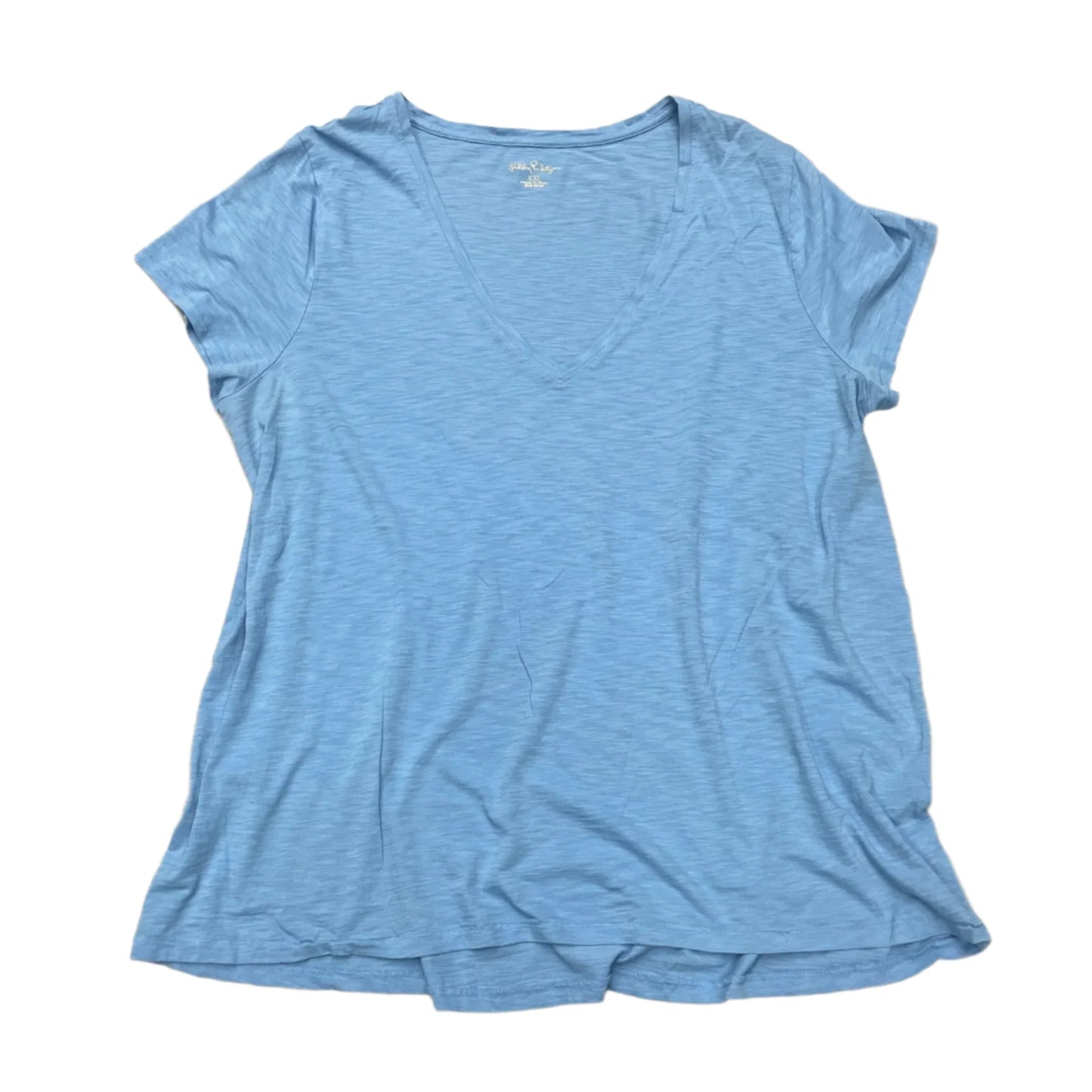 Top Short Sleeve Designer By Lilly Pulitzer In Blue, Size: Xxl