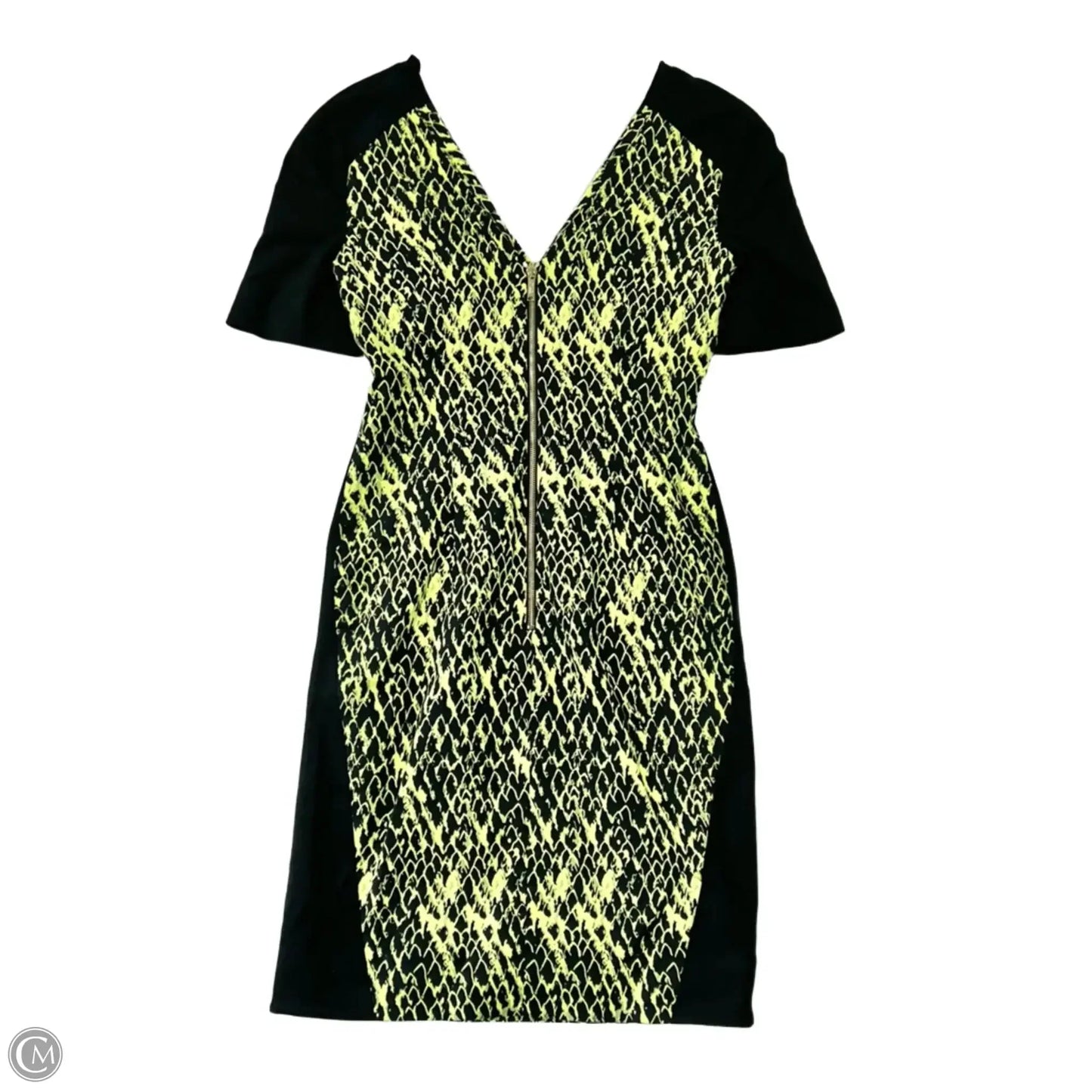 Dress Casual Midi By Matthew Williamson In Black & Yellow, Size: 10