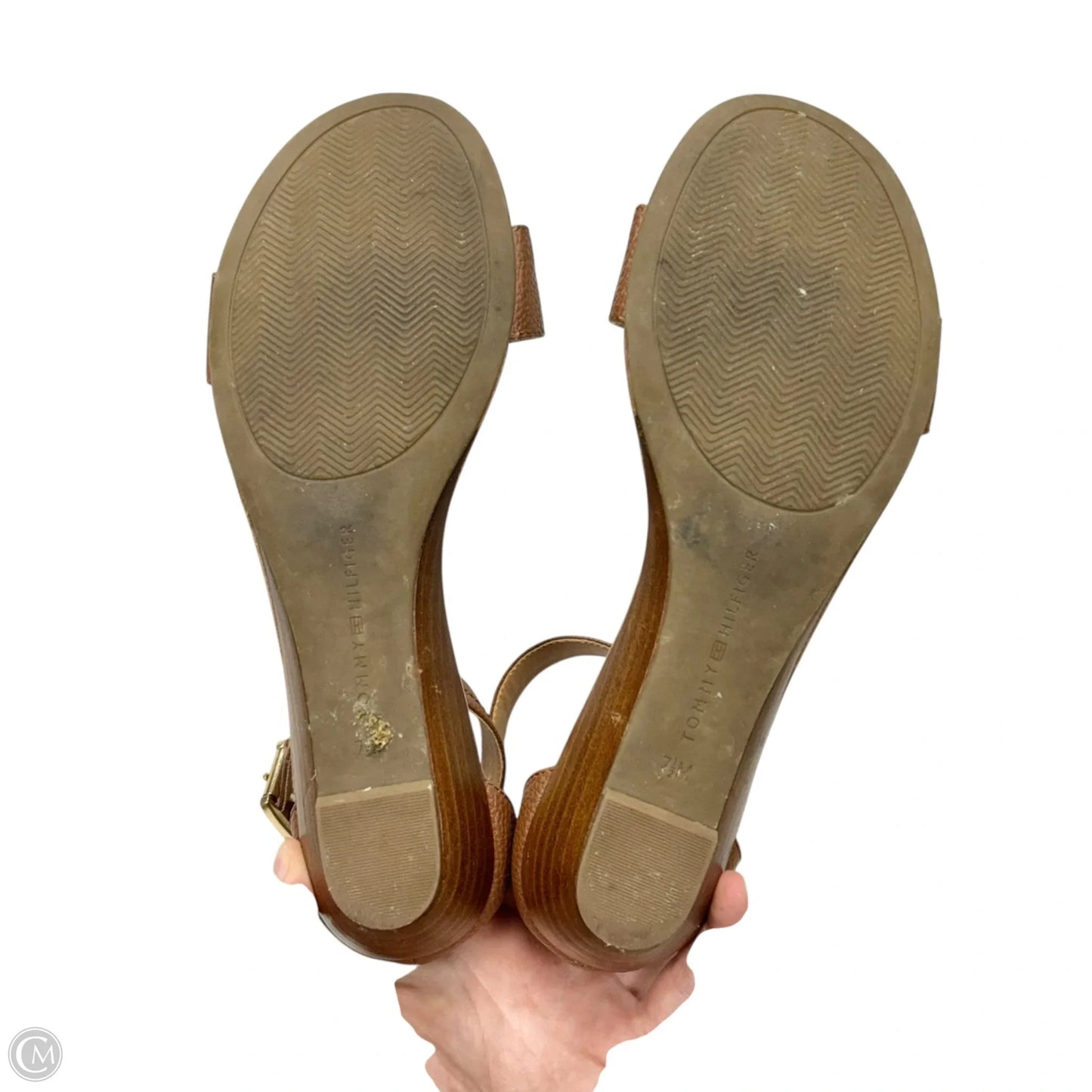 Sandals Heels Block By Tommy Hilfiger In Brown, Size: 7.5