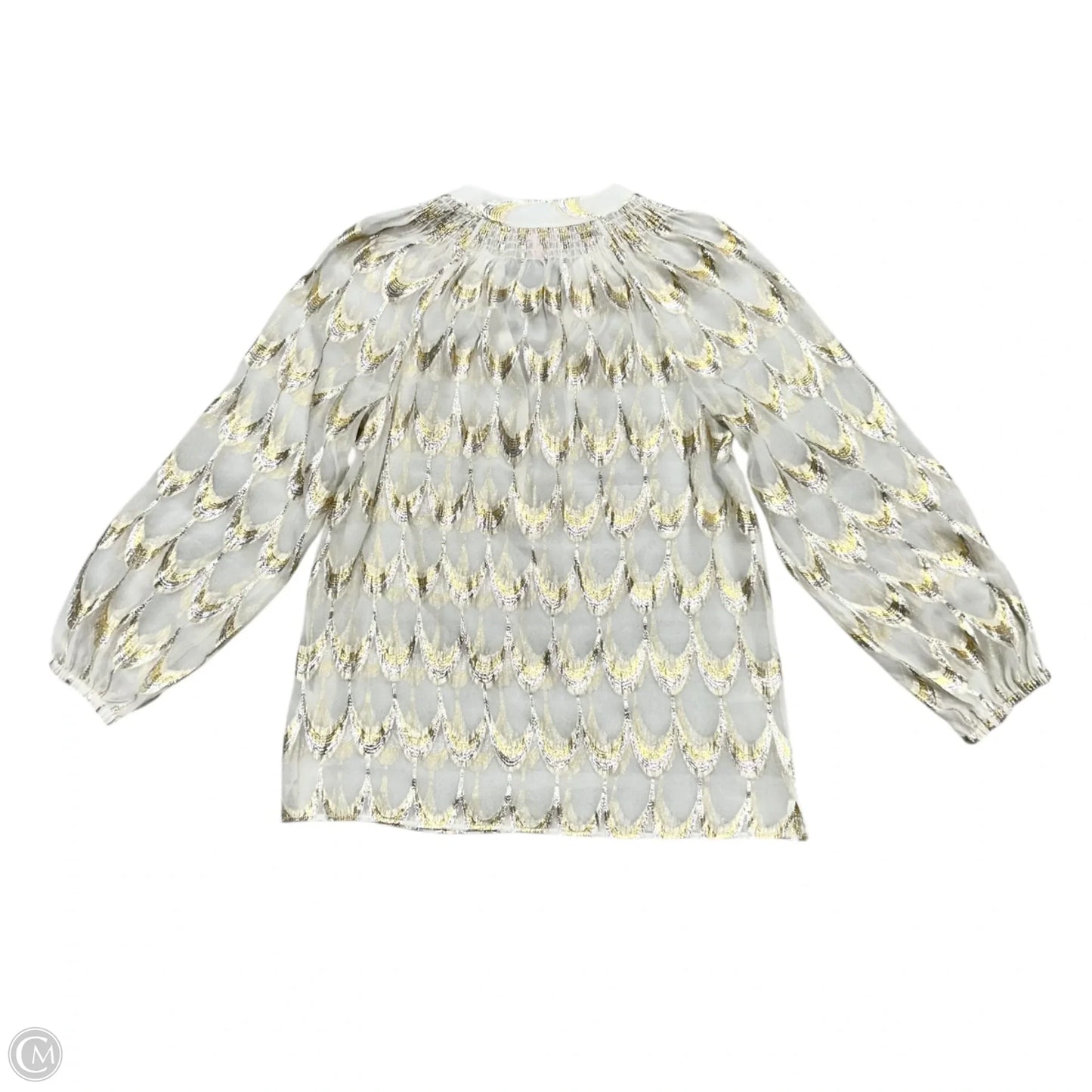 Top Long Sleeve Designer By Lilly Pulitzer In Gold & Cream, Size: S