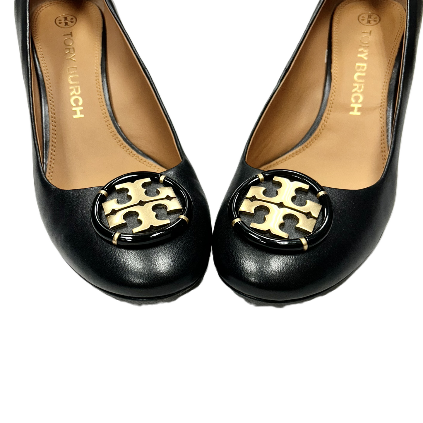 Shoes Designer By Tory Burch In Black & Gold, Size: 10.5