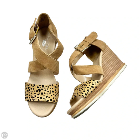 Sandals Heels Wedge By Dr Scholls In Black & Tan, Size: 8.5