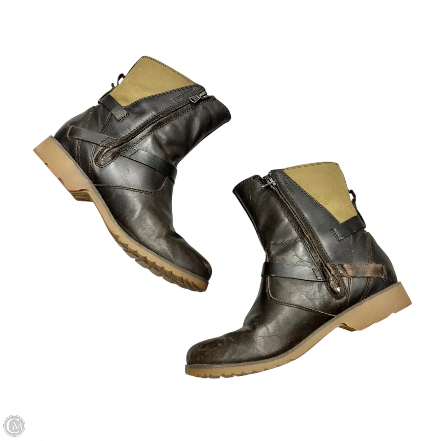 Boots Ankle Heels By Teva In Brown & Cream, Size: 8