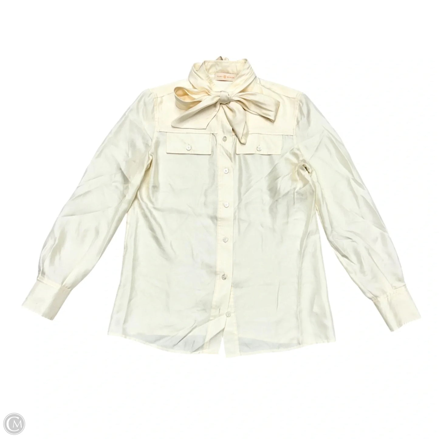 Top Long Sleeve Designer By Tory Burch In Ivory, Size: Xs