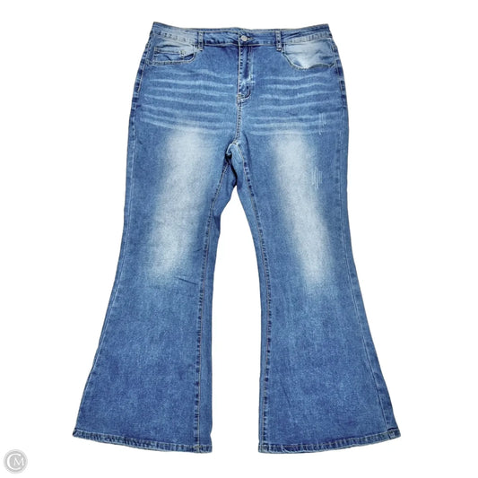 Jeans Flared In Blue Denim, Size: 3x