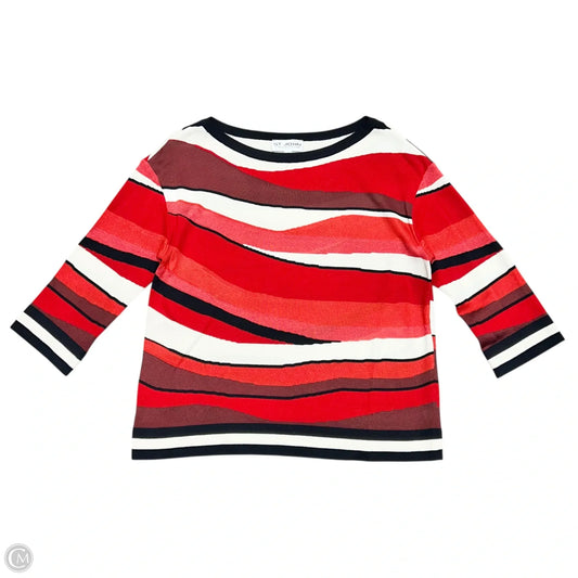 Top 3/4 Sleeve Luxury Designer By St John Collection In Cream & Red, Size: Xl