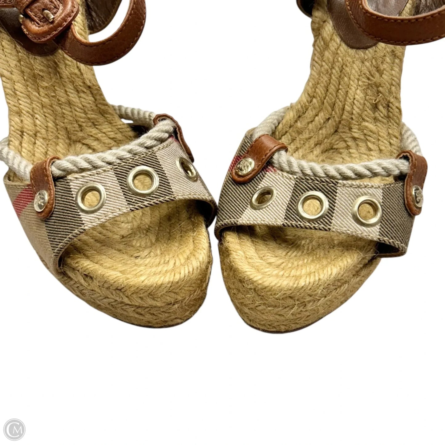 Sandals Luxury Designer By Burberry In Plaid Pattern, Size: 5.5