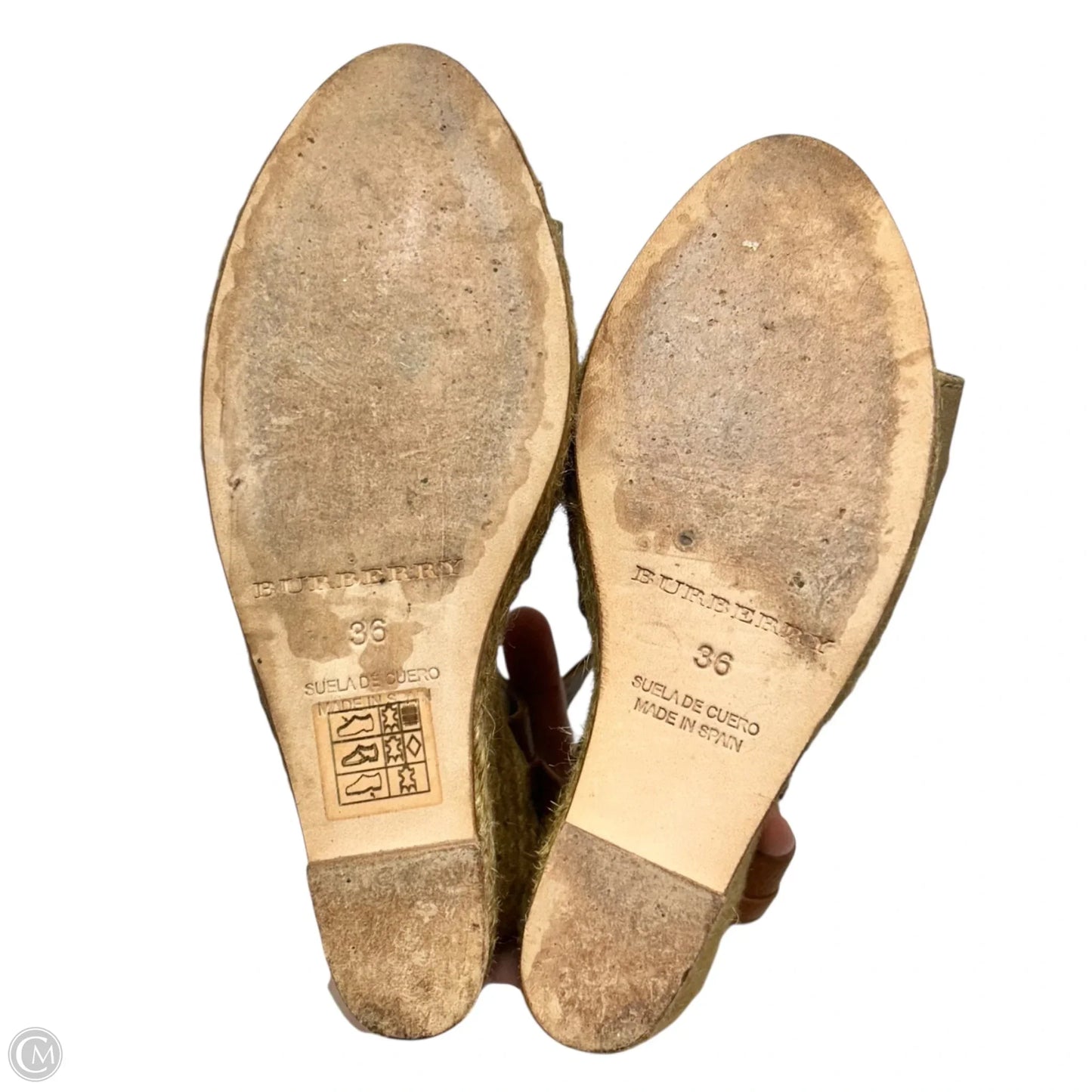 Sandals Luxury Designer By Burberry In Plaid Pattern, Size: 5.5