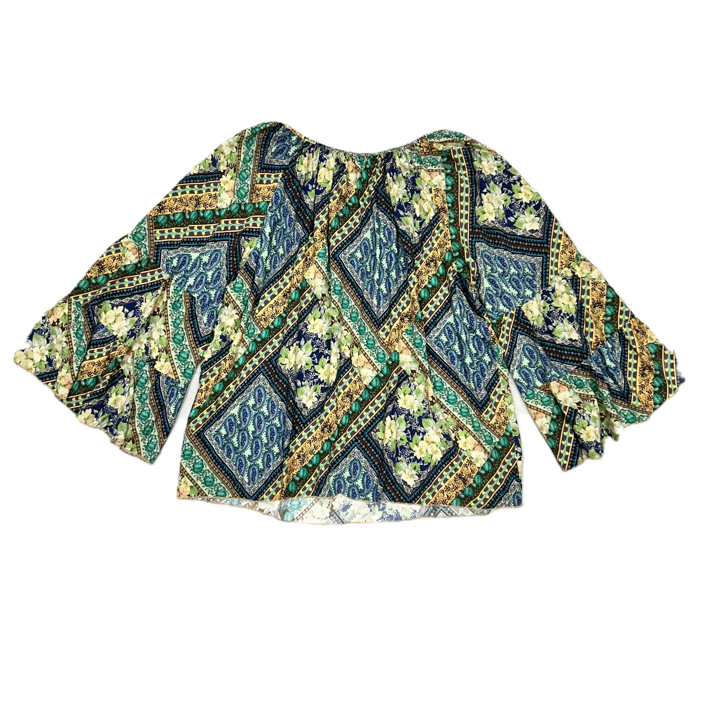 Blouse Long Sleeve By Johnny Was In Blue & Green, Size: Xl