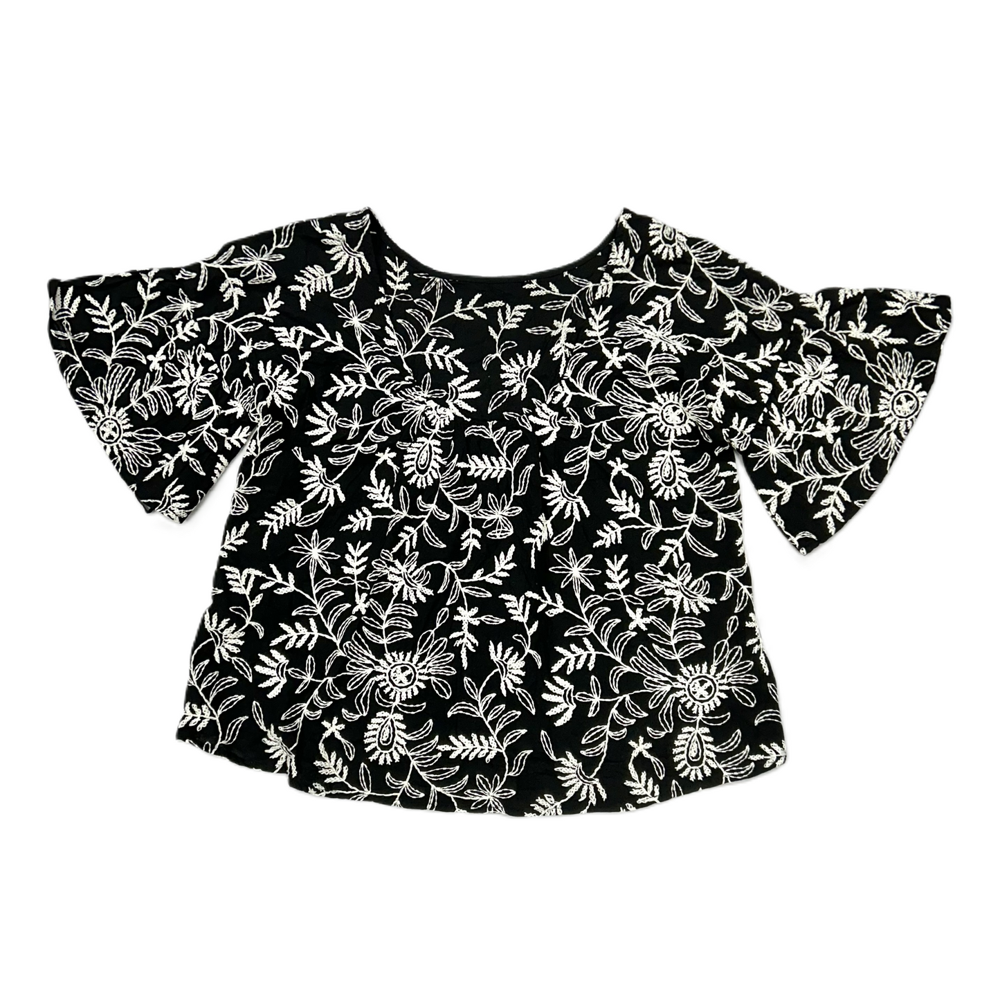 Blouse Short Sleeve By Anthropologie In Black & White, Size: S